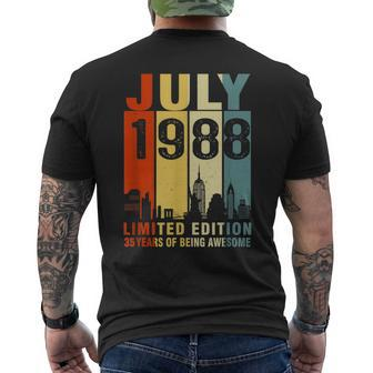 July 1988 35 Years Of Being Awesome Vintage Mens Back Print T-shirt - Seseable