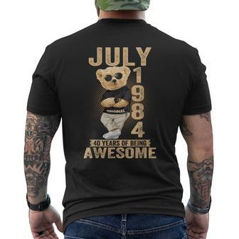 July 40Th Birthday 1984 Awesome Teddy Bear Men's T-shirt Back Print - Monsterry DE