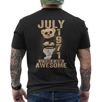 July 53Th Birthday 1971 Awesome Teddy Bear Men's T-shirt Back Print - Monsterry CA