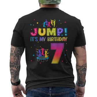 Jump Its My Birthday 7Th Birthday Matching Party Trampoline Men's T-shirt Back Print | Mazezy CA