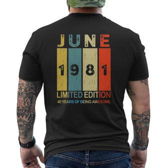 June 1981 Limited Edition 40 Years Of Being Awesome Mens Back Print T-shirt - Seseable