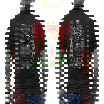 Junenth Black Hip Hop Teddy Bear Black Freedom 1865 Men's T-shirt Back Print | Mazezy