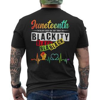 Junenth Blackity Heartbeat Black History African America Men's T-shirt Back Print - Seseable