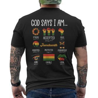 Junenth God Says I Am Celebrating Black Freedom 1865 Men's T-shirt Back Print - Monsterry