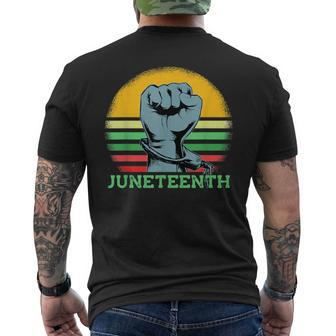 Junenth Raised Hand Broken Chains June 19 1865 Meme Men's T-shirt Back Print - Monsterry UK
