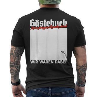 Junggesellenabschied Party Gästebuch Unterschrift Jga T-Shirt mit Rückendruck - Geschenkecke