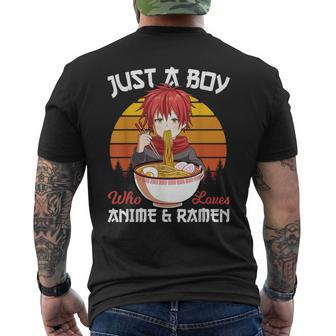 Just A Boy Who Loves Anime And Ramen Japanese Otaku Men's T-shirt Back Print - Monsterry AU