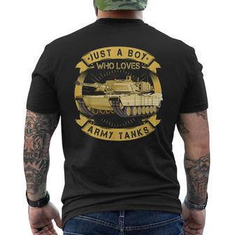 Just A Boy Who Loves Army Tanks For Military Boy Men's T-shirt Back Print - Thegiftio UK