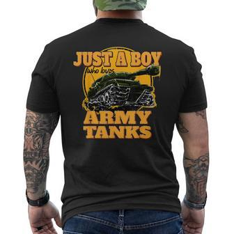Just A Boy Who Loves Army Tanks Vintage Military Tank Men's T-shirt Back Print - Monsterry DE