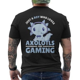 Just A Boy Who Loves Axolotls And Gaming Men's T-shirt Back Print - Thegiftio UK