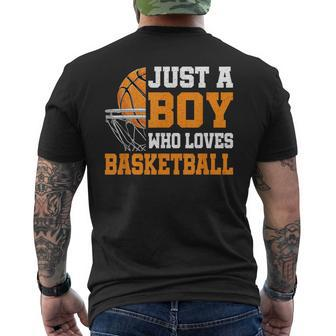 Just A Boy Who Loves Basketball Basketball Player Men's T-shirt Back Print - Monsterry