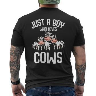 Just A Boy Who Loves Cows Farmers Cow Lover Men's T-shirt Back Print | Mazezy