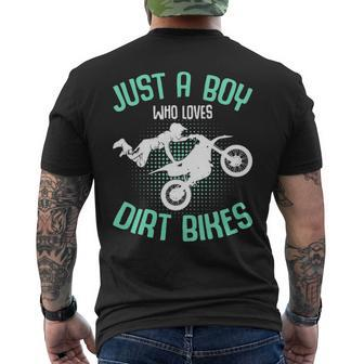 Just A Boy Who Loves Dirt Bikes Motocross Enduro Dirt Biking Men's T-shirt Back Print | Mazezy