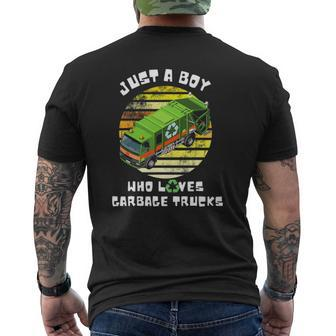 Just A Boy Who Loves Garbage Trucks I Love Garbage Trucks Mens Back Print T-shirt | Mazezy
