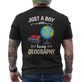 Just A Boy Who Loves Geography Men's T-shirt Back Print - Thegiftio