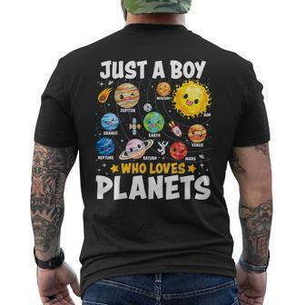 Just A Boy Who Loves Planets Astrology Space Solar Systems Men's T-shirt Back Print | Mazezy AU