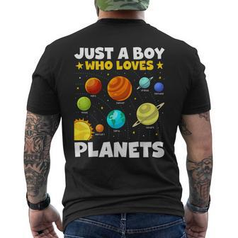 Just A Boy Who Loves Planets Solar System Space Science Men's T-shirt Back Print - Monsterry UK