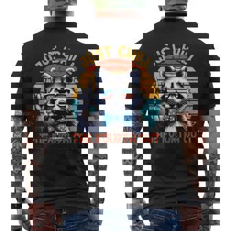 Just Chill The Fourth Out Raccoon 4Th Of July Vintage Men's T-shirt Back Print - Thegiftio UK