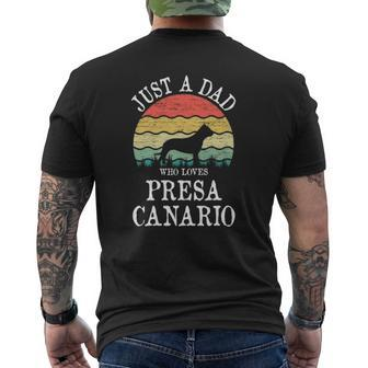 Just A Dad Who Loves Presa Canario Dog Lover Dad Mens Back Print T-shirt | Mazezy