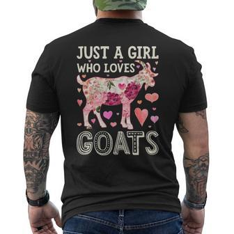 Just A Girl Who Loves Goats Goat Silhouette Flower Men's T-shirt Back Print | Mazezy