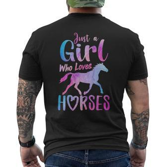 Just A Girl Who Loves Horses Riding Cute Horse Girls Women Men's T-shirt Back Print | Mazezy UK