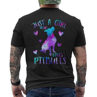 Just A Girl Who Loves Pitbulls Galaxy Space Pitbull Dog Mom Men's T-shirt Back Print | Mazezy CA