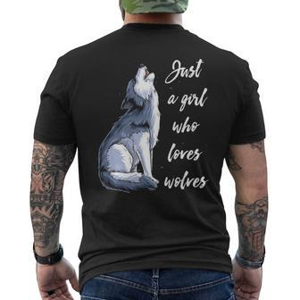 Just A Girl Who Loves Wolves Sweat Wolf Women Men's T-shirt Back Print | Mazezy