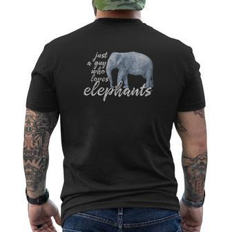 Just A Guy Who Loves Elephants Elephant Lover Mens Back Print T-shirt - Thegiftio UK