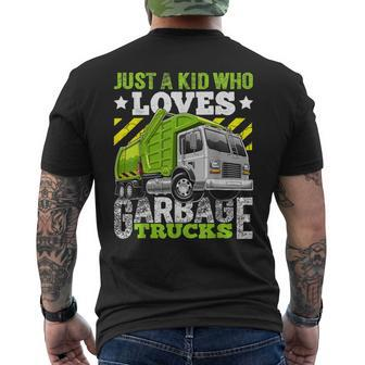 Just A Kid Who Loves Garbage Trucks For Boys Men's T-shirt Back Print - Monsterry CA