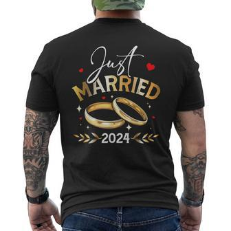 Just Married 2024 Wedding Anniversary For Couples Men's T-shirt Back Print - Thegiftio