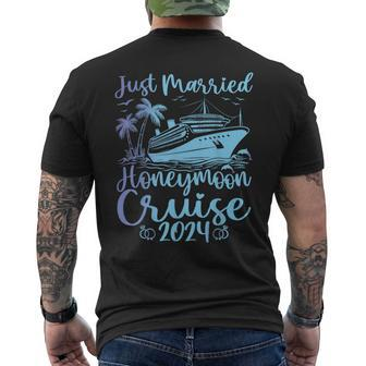 Just Married 2024 Wedding Ring Matching Honeymoon Cruise Men's T-shirt Back Print - Thegiftio UK