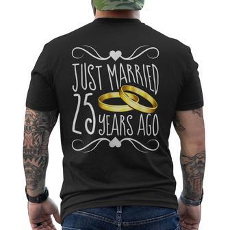 Just Married 25 Years Ago 25Th Anniversary Men's T-shirt Back Print - Monsterry CA