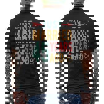 Just Married 45 Years Ago 45Th Wedding Anniversary Couple Men's T-shirt Back Print - Thegiftio