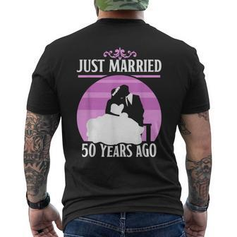 Just Married 50 Years Ago Marriage Wedding Anniversary Cute Men's T-shirt Back Print - Thegiftio UK