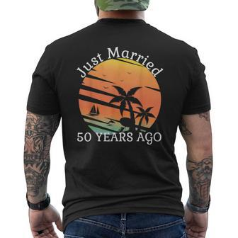 Just Married 50 Years Old 50Th Wedding Anniversary Cruise Men's T-shirt Back Print - Monsterry
