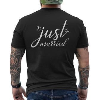 Just Married Wedding Couples Beach Vacation Honeymoon Men's T-shirt Back Print - Seseable