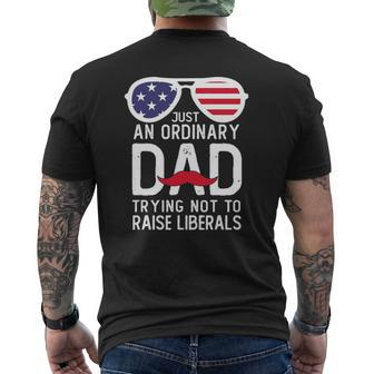 Just An Ordinary Dad Trying Not To Raise Liberals Beard Dad Mens Back Print T-shirt | Mazezy