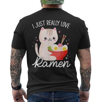 I Just Really Love Ramen Cat Anime Kawaii Otaku Clothing Men's T-shirt Back Print - Monsterry DE