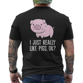 I Just Really Like Pigs Ok Kids Boys Love Pigs Mens Back Print T-shirt - Thegiftio UK