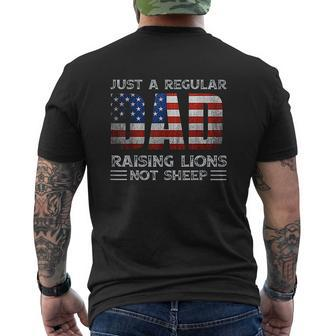 Just A Regular Dad Raising Lions For Men Not Sheep Patriot Mens Back Print T-shirt - Thegiftio UK