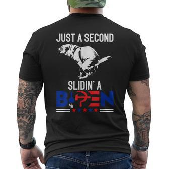 Just A Second Slidin' A Biden Humour Biden Men's T-shirt Back Print - Seseable