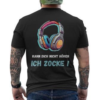 Kann Dich Nicht Hören Ich Zocke Kurzärmliges Herren-T-Kurzärmliges Herren-T-Shirt für Gamer, Schwarzes Gaming Tee - Seseable