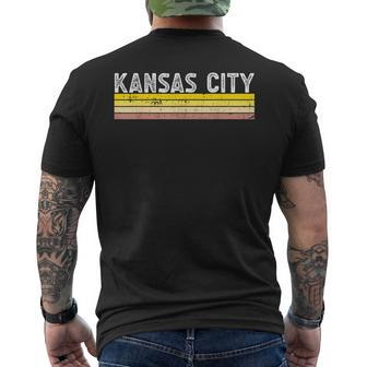 Kansas City Missouri Retro 3 Stripes Distressed Kansas City Men's T-shirt Back Print | Mazezy