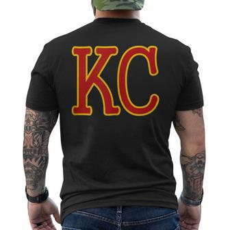 Kansas City RedYellow Cool Kansas City Kc 2 Letters Red Kc Men's T-shirt Back Print - Thegiftio UK