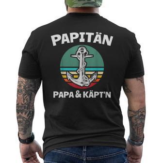 Kapitän Papa Segeln Boot Anker Papitän T-Shirt mit Rückendruck - Geschenkecke