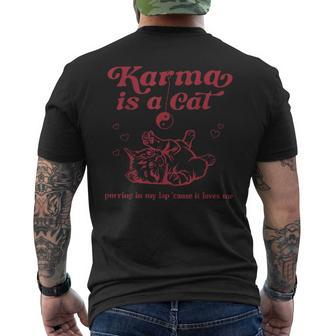 Karma Is A Cat Music Lover Fan Men's T-shirt Back Print - Thegiftio UK