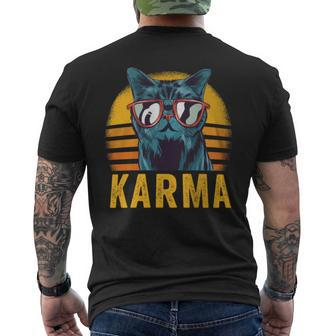 Karma Retro Sunset Cat Lover Cat Men's T-shirt Back Print - Seseable