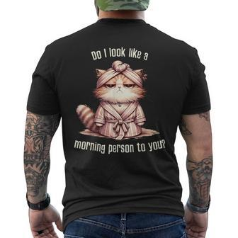 Katze Kein Morgenmensch T-Shirt mit Rückendruck - Seseable