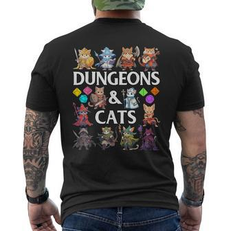 Kawaii Cat Hero D20 Dice Nerdy Rpg Gamer & Table Top Game Men's T-shirt Back Print | Mazezy