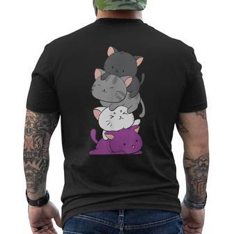 Kawaii Cat Pile Anime Asexual Pride Flag Kittens Men's T-shirt Back Print - Thegiftio UK